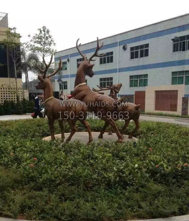 梅花鹿小区企业动物铜雕雕塑