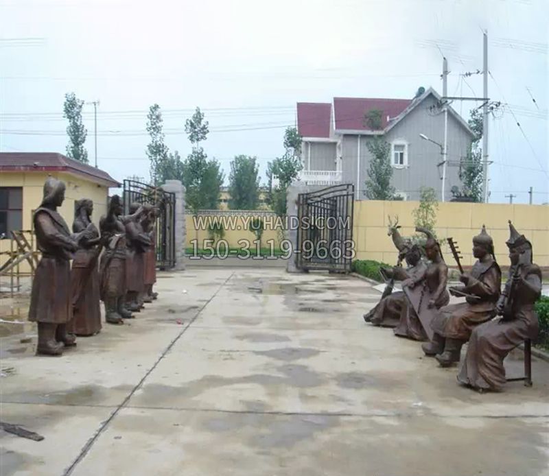 蒙古人表演人物铜雕雕塑