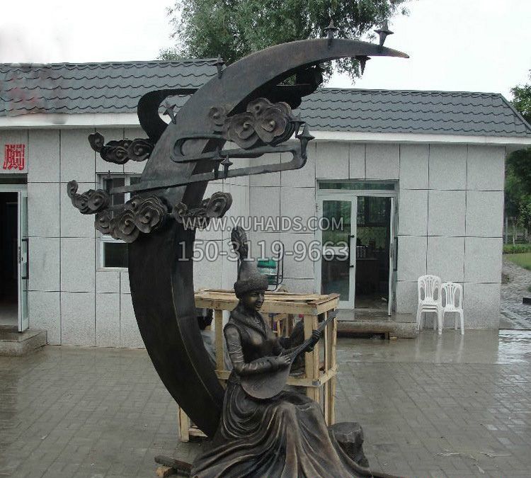蒙古族人物弹琴铜雕雕塑