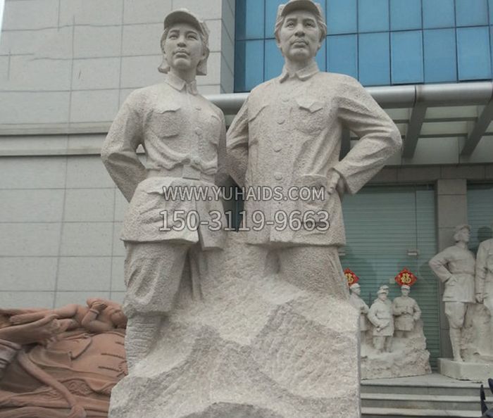 毛泽东与贺子珍石雕雕塑