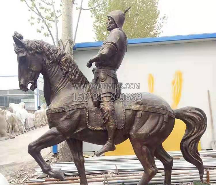 骑马人物雕塑户外摆件玻璃钢仿铜雕塑