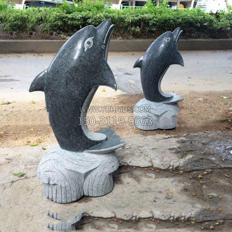 青石海豚石雕雕塑