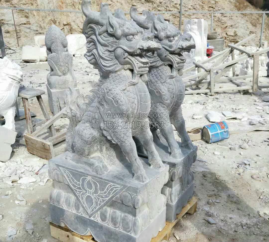 青石神兽狮子门墩雕塑