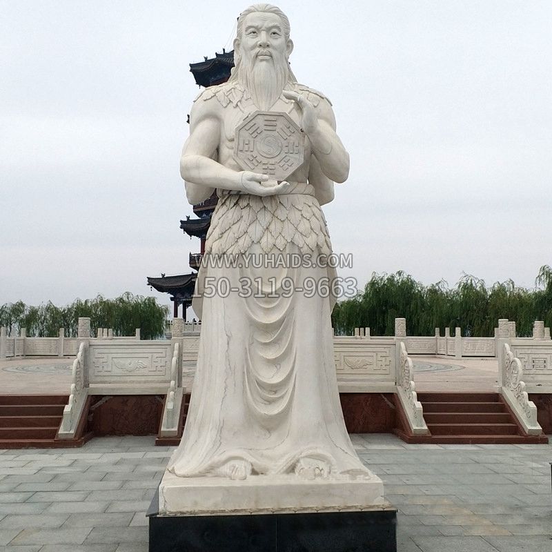 人文始祖伏羲雕像-景区广场汉白玉神话人物雕塑
