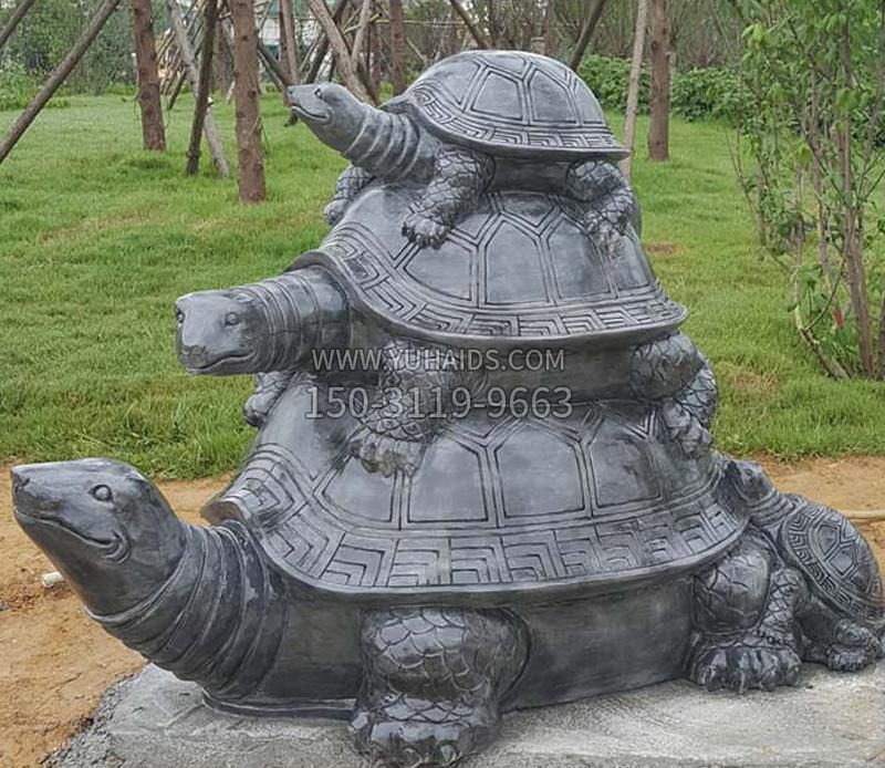 青石海龟母子雕塑