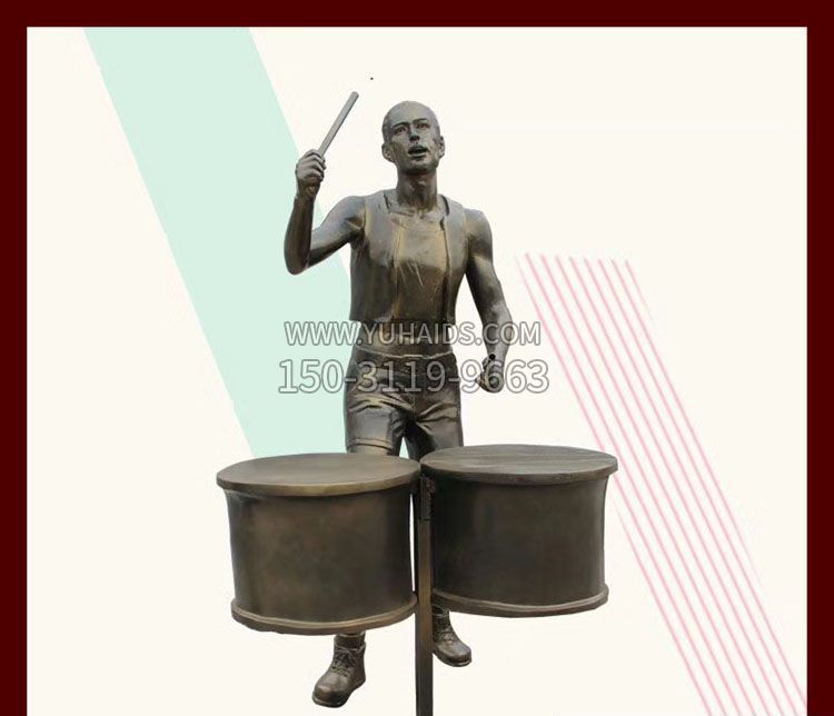 敲鼓的人物铜雕雕塑