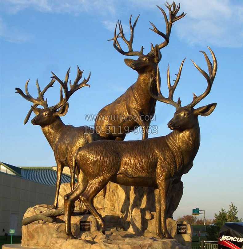 三鹿登高鹿景观铜雕雕塑