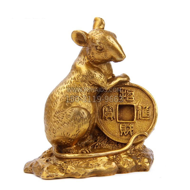 生肖鼠-铸铜鎏金动物雕塑摆件
