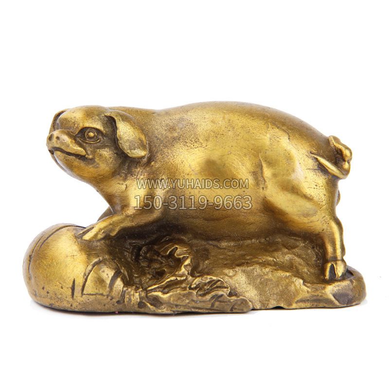 生肖猪-铸铜鎏金动物雕塑摆件