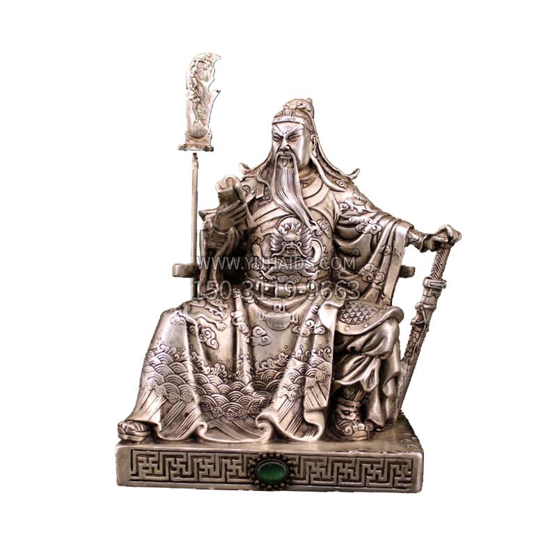 三国时期蜀汉名将关公关羽坐姿铜雕塑