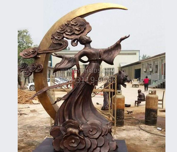 神话人物嫦娥奔月铜雕雕塑