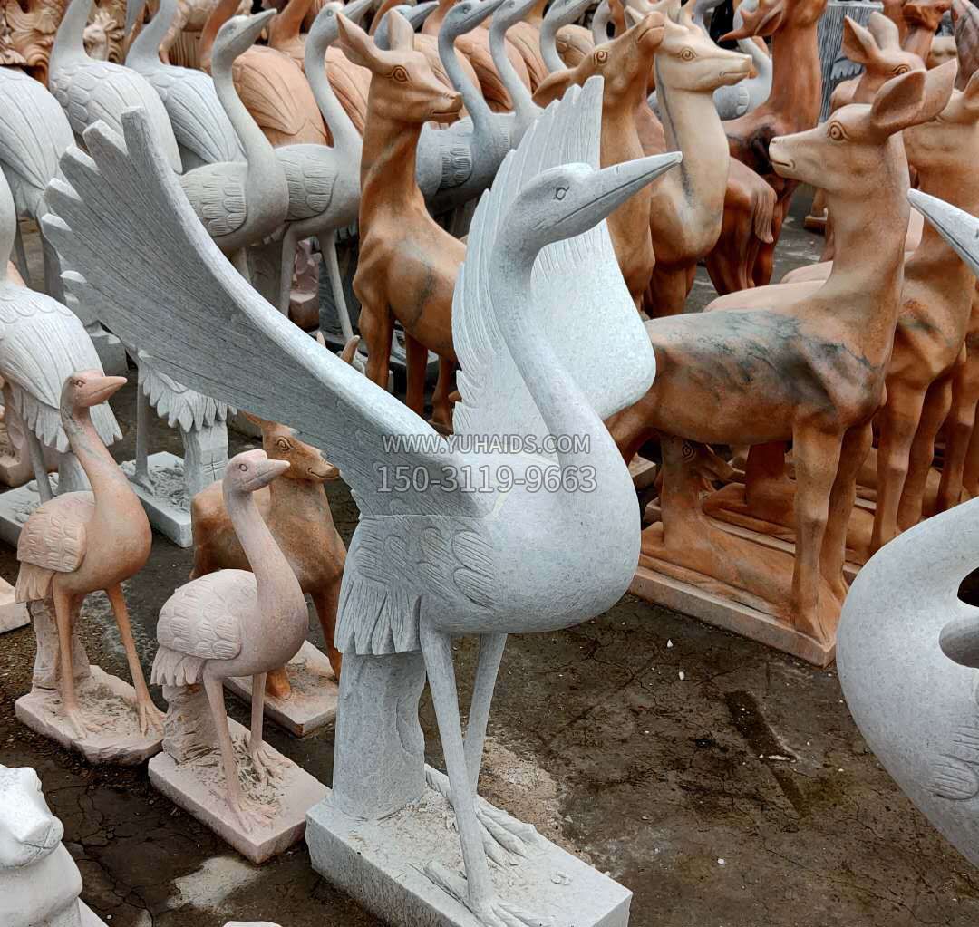 石雕丹顶鹤雕塑
