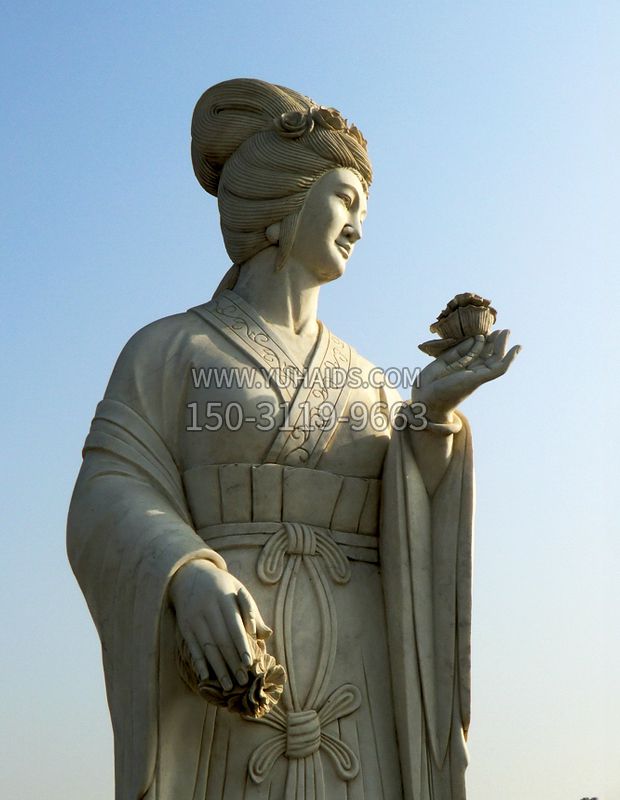 十二花神之十月芙蓉花花蕊夫人汉白玉古代美女雕像雕塑