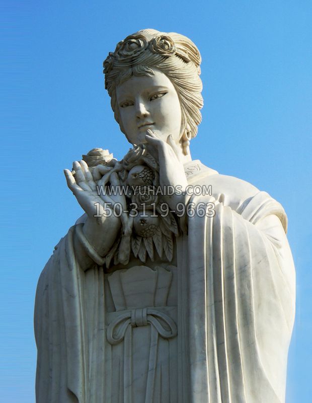 十二花神之五月石榴李氏汉白玉古代美女雕像雕塑