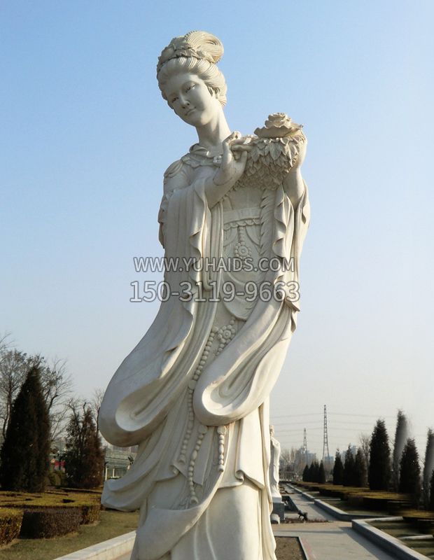 十二花神之四月牡丹杨玉环汉白玉古代美女雕像雕塑