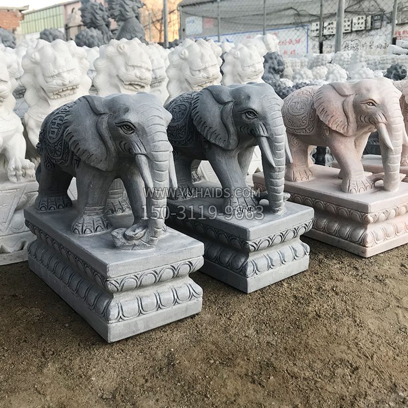 石雕 大象喷水雕塑