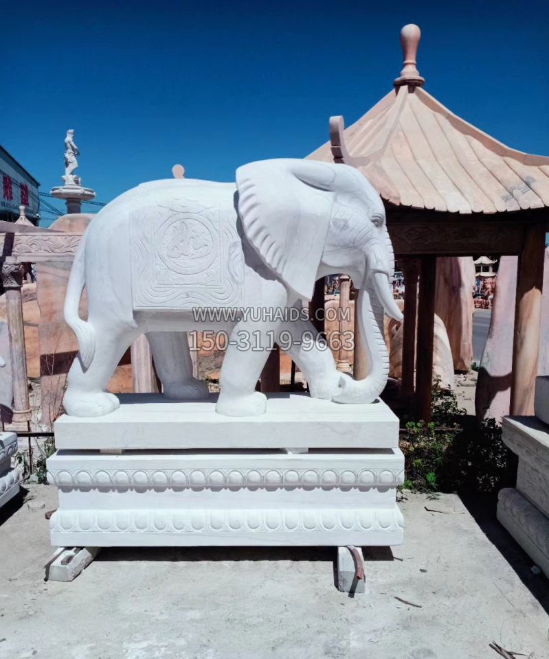 石雕公园动物大象雕塑