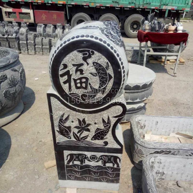 石雕抽象喷水海马 石雕抽象喷水海马