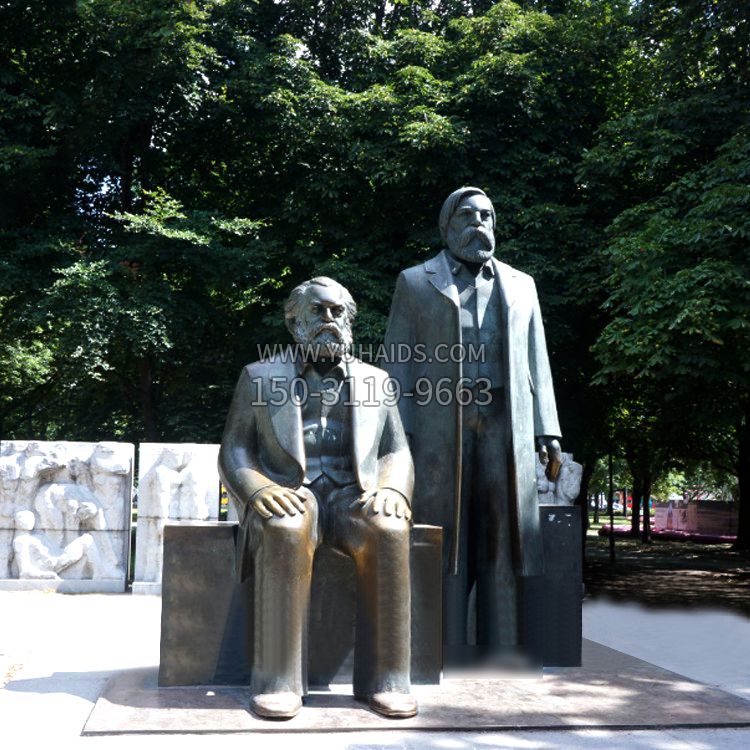 世界著名政治家马克思与恩格斯铜雕像