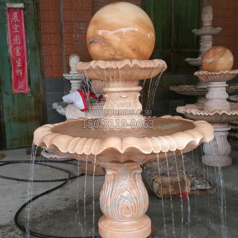 石雕双层风水球雕塑