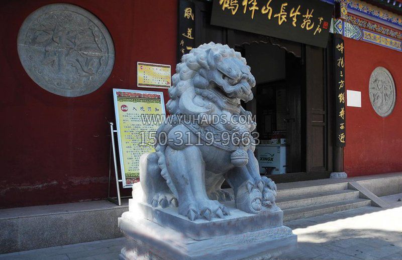 石狮子寺庙门口石雕雕塑