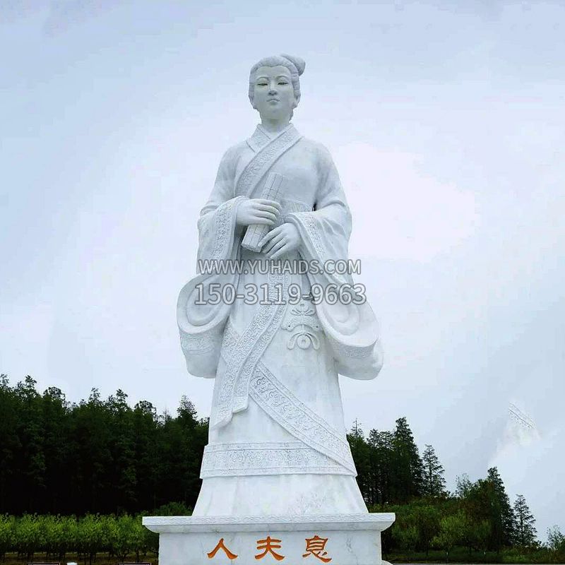 桃花夫人息妫汉白玉雕塑-景区园林历史名人古代著名美女雕像