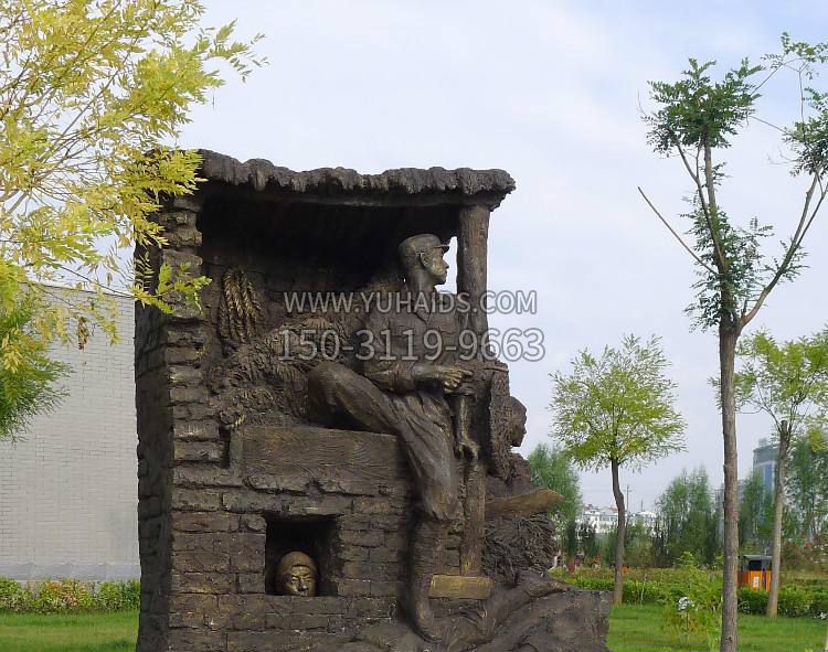 探查敌情的八路军铜雕雕塑