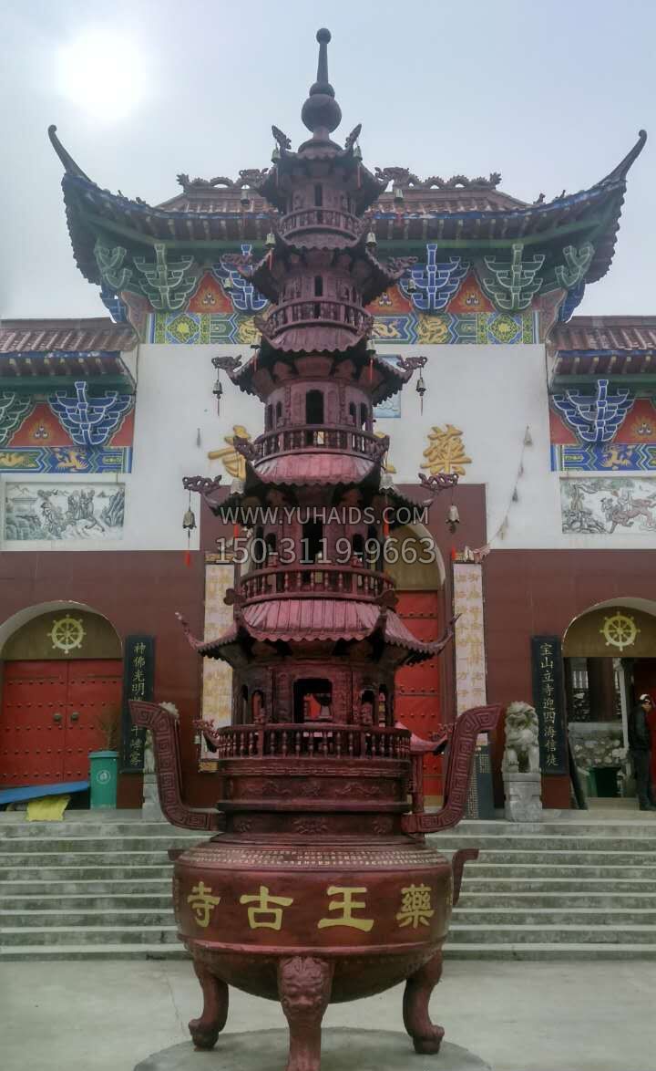 寺庙锻铜香炉雕塑
