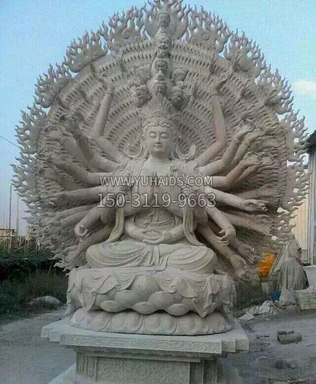 寺庙坐式千手观音石雕雕塑