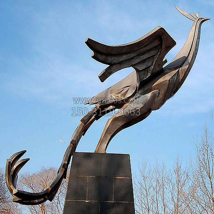 铜雕百鸟之王凤凰景观雕塑