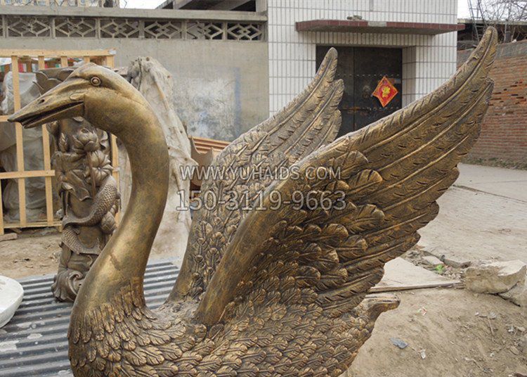 天鹅黄铜动物铜雕雕塑