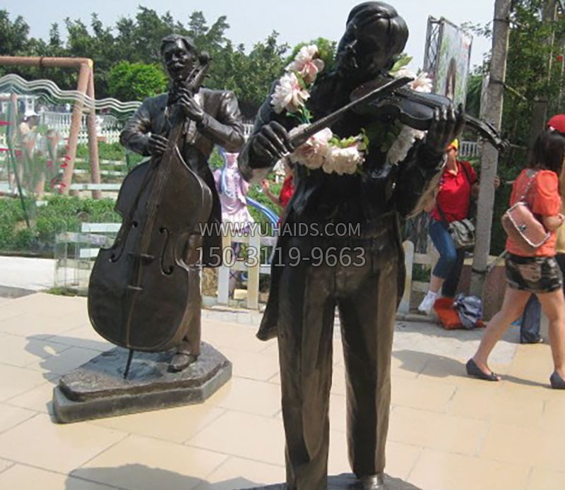 提琴演奏人物景观铜雕雕塑