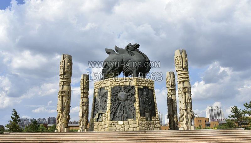 铜雕大型骆驼广场动物雕塑