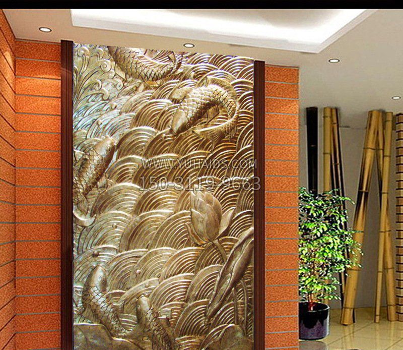 铜雕酒店锻造鲤鱼壁画景观摆件雕塑