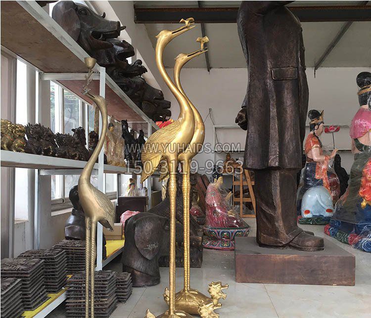 铜雕金属仙鹤动物雕塑