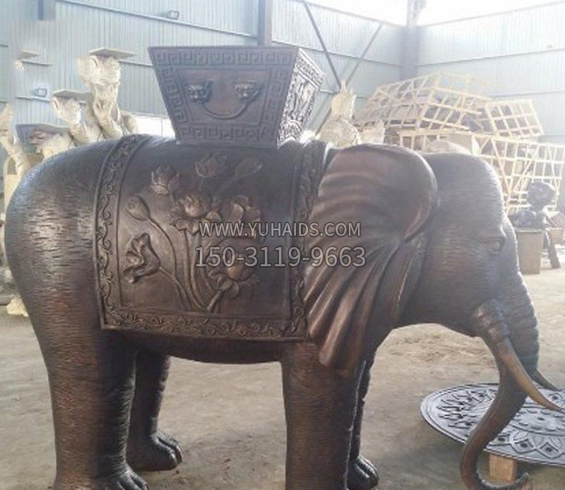 铜雕吉祥大象园林动物摆件雕塑