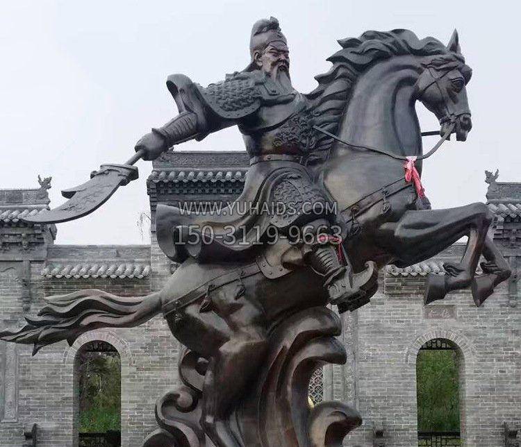 铜雕骑马关公广场历史人物雕塑