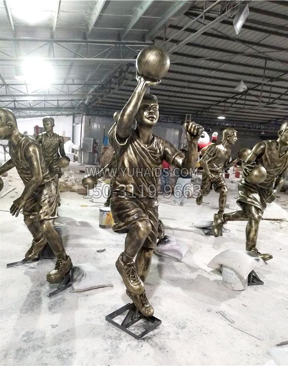 投篮-玻璃钢打篮球人物雕塑