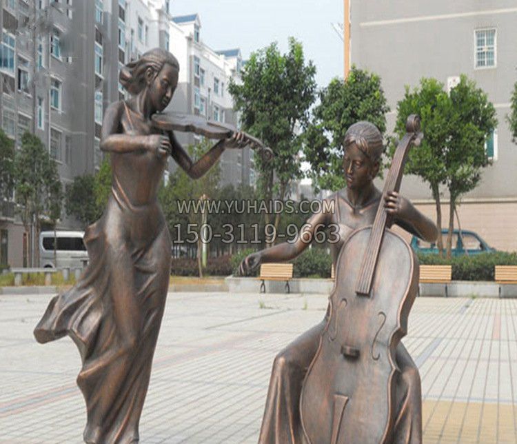 铜雕小区音乐组合人物摆件雕塑