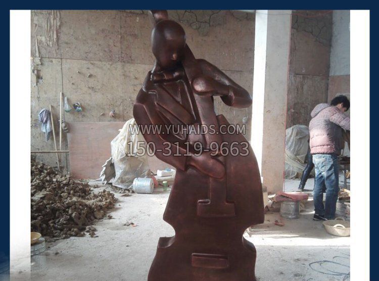 铜雕跳琵琶行古代人物雕塑