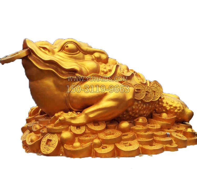 铜雕招财献钱金蟾雕塑