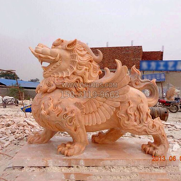 晚霞红貔貅雕塑