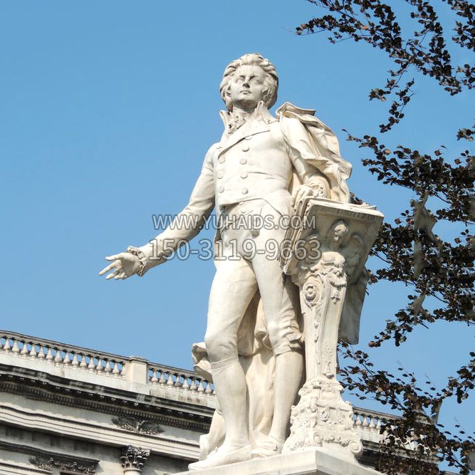 维也纳古典乐派代表人物之莫扎特汉白玉石雕像雕塑
