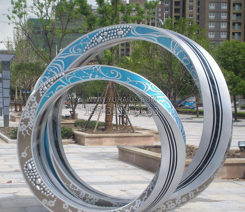 小区不锈钢抽象圆环雕塑