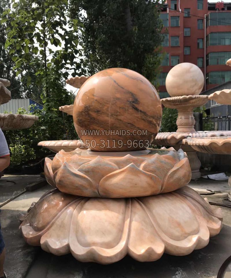 小区公园莲花风水球石雕雕塑