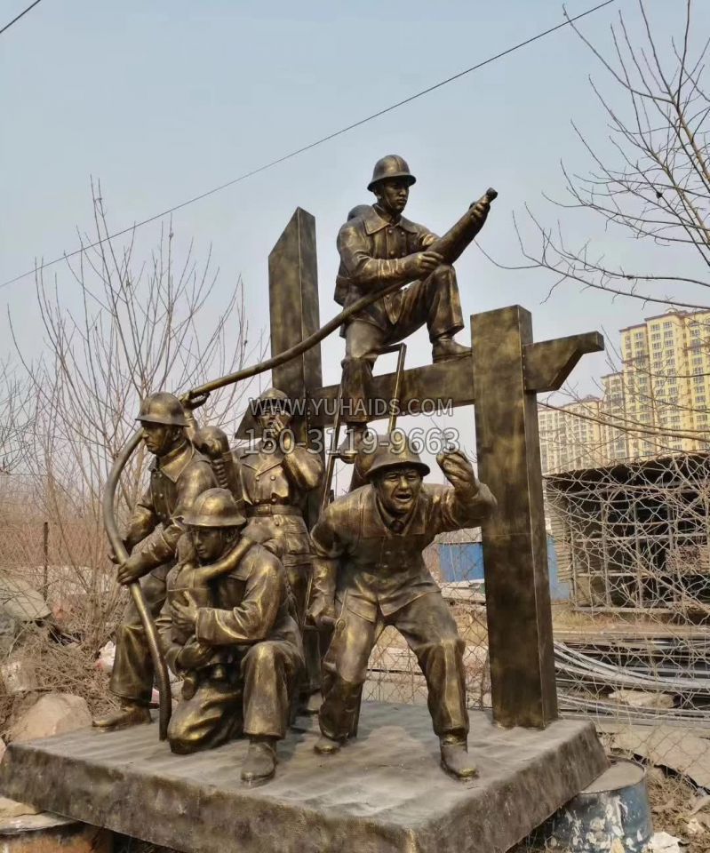 消防员战士人物铜雕