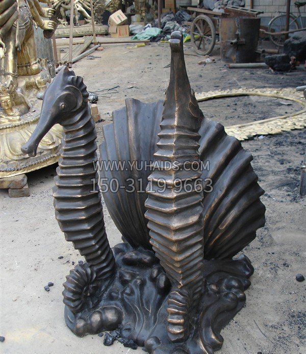 小区动物海马铜雕 雕塑