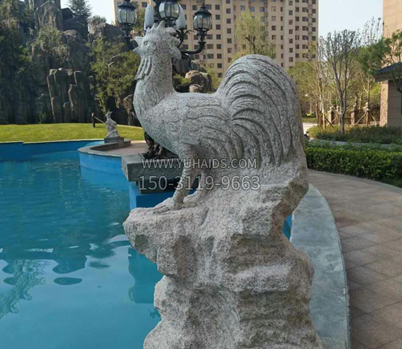 小区十二生肖鸡动物石雕雕塑