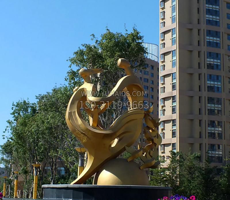 小区不锈钢抽象人物雕塑