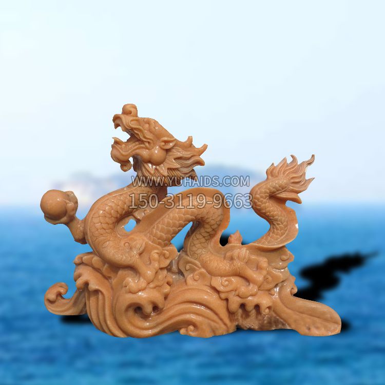 戏珠龙雕塑晚霞红